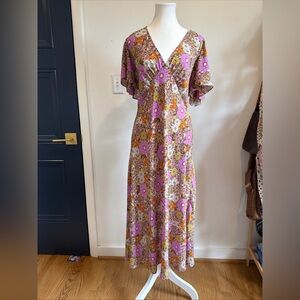 Emma & Michele Floral Maxi Dress XL Pink Open Back Tie Boho Spring